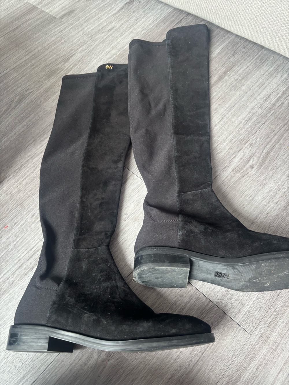 Stuart Weitzman Kellan Black Over-the-Knee Stretch Boots